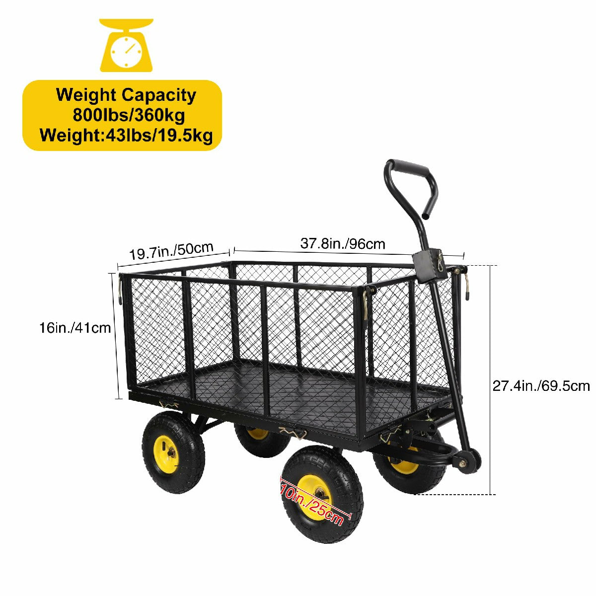 Heavy Duty 800lbs Steel Garden Cart