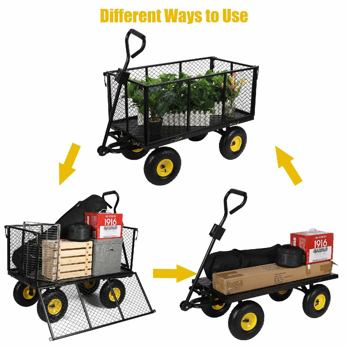 Heavy Duty 800lbs Steel Garden Cart