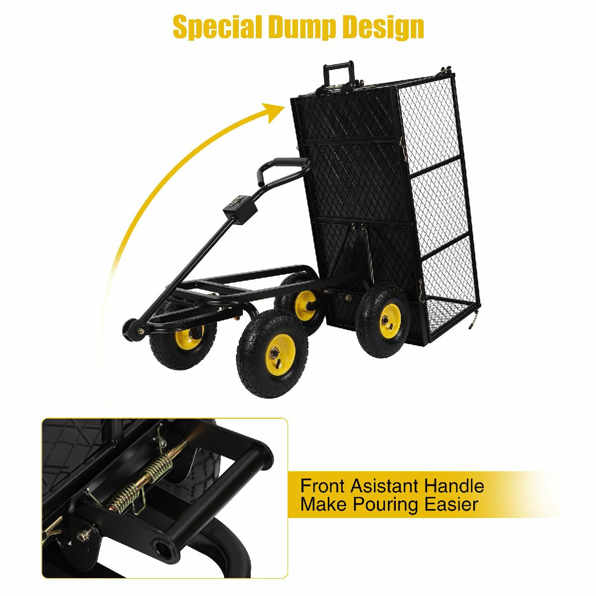 Heavy Duty 800lbs Steel Garden Cart