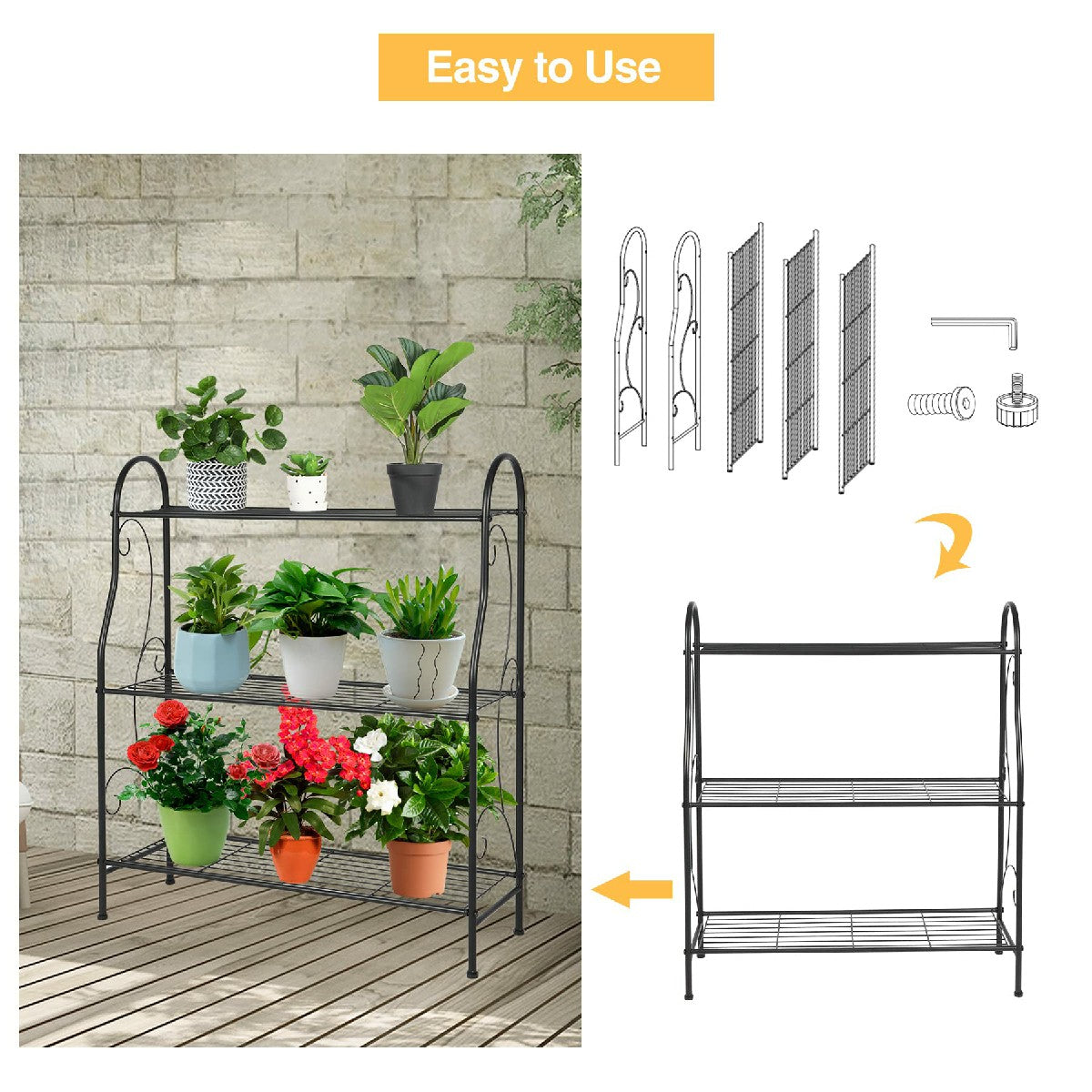 Plant Shelf Flower Display Rack for Indoor/Outdoor Use