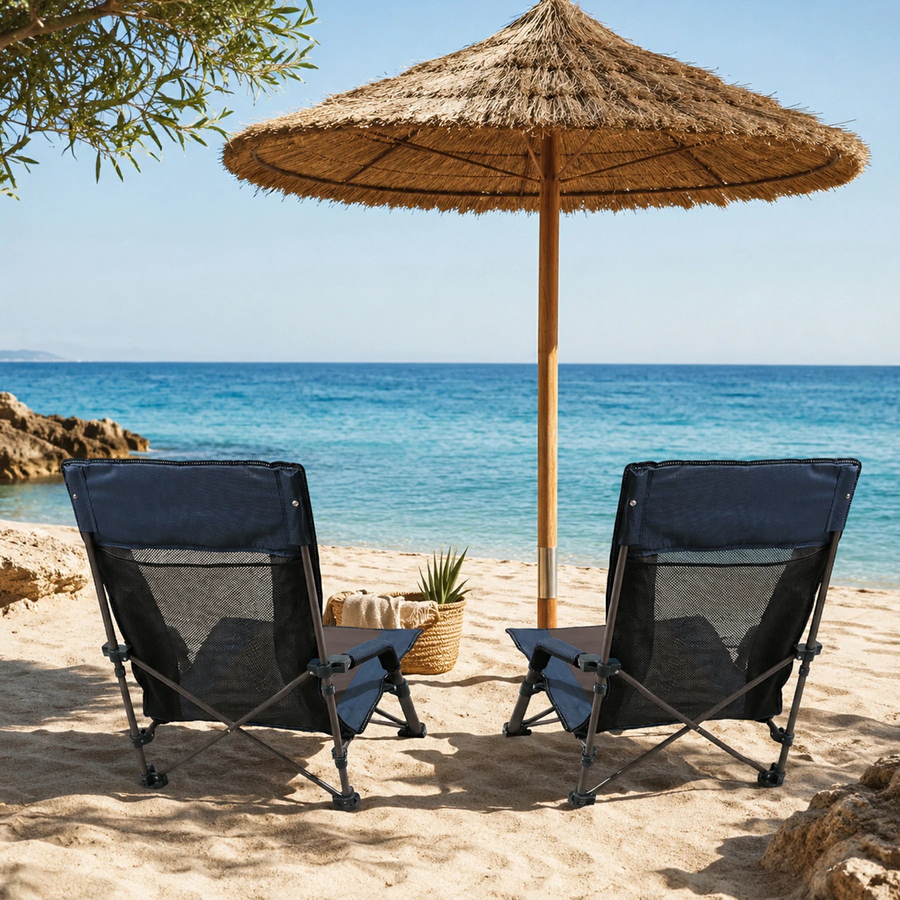 Low Beach Chair with High Back for Adults