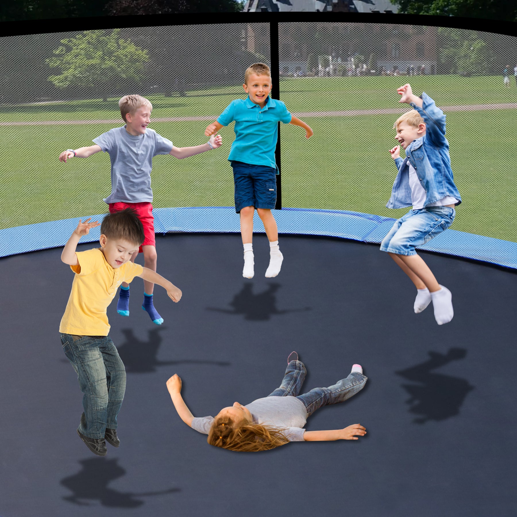 14' Round Outdoor Trampoline with Safety Enclosure