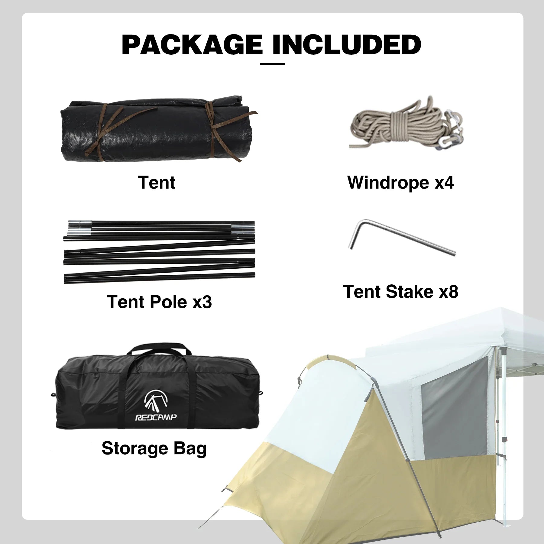 tent packaging Beige 4-6 Person Side Tent for 10'x 10' Pop Up Canopy Tent