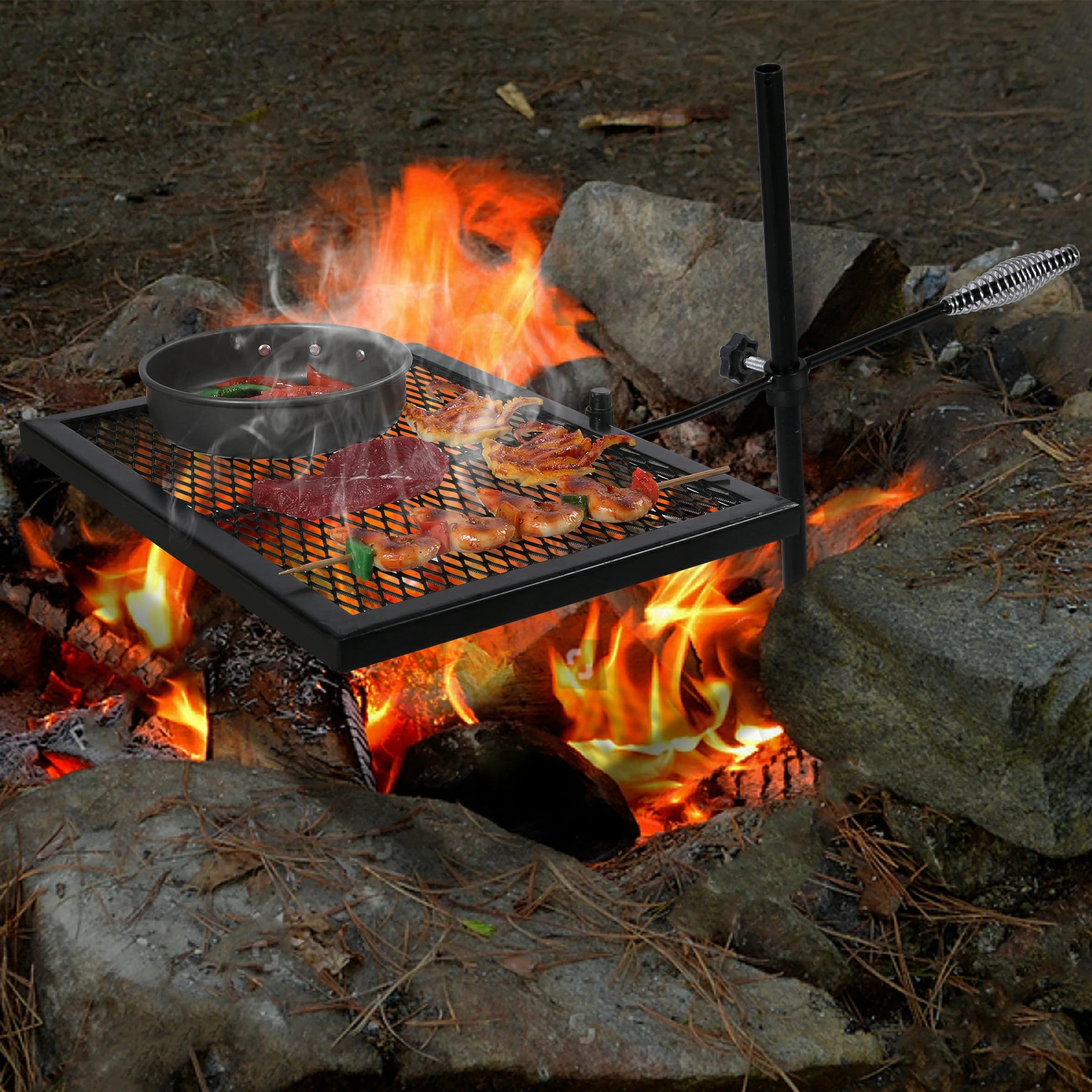 REDCAMP Cocina portátil para acampar, estación de cocina plegable con  organizador de almacenamiento y ganchos, mesa de cocina de campamento para