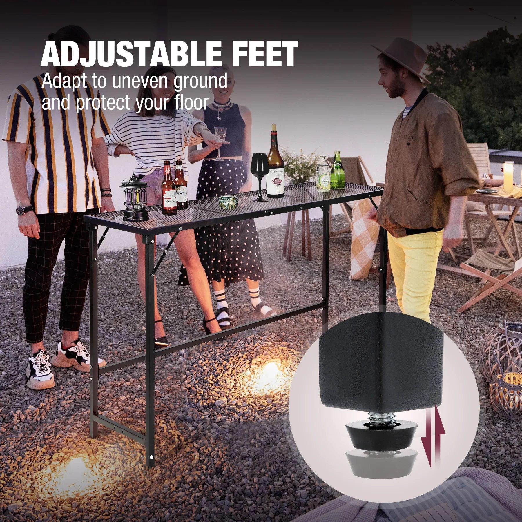 Folding Paito Bar Height Hot Tub Table with Waterproof Mesh Top