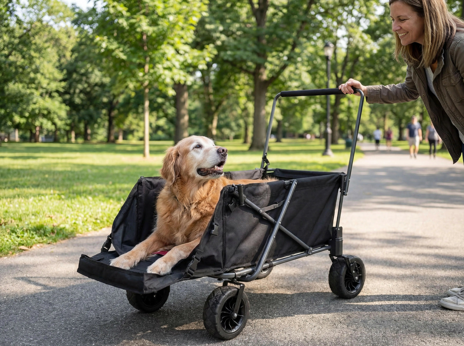 large dog wagon or stroller REDCAMP Folding Dog Wagon for Large Dogs with Extendable Rear and Canopy – Redcamp
