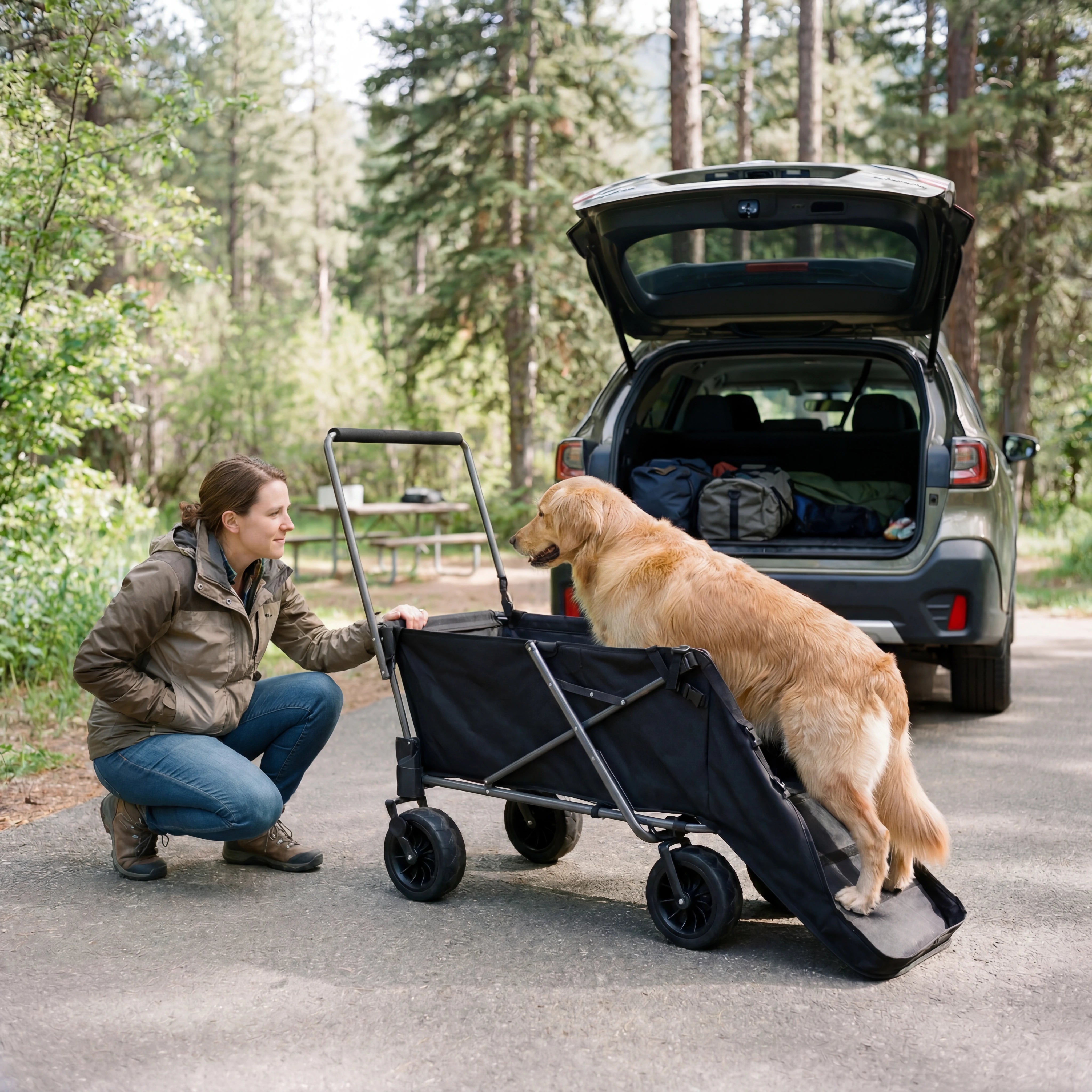 stroller wagon for dogs REDCAMP Folding Dog Wagon for Large Dogs with Extendable Rear and Canopy – Redcamp