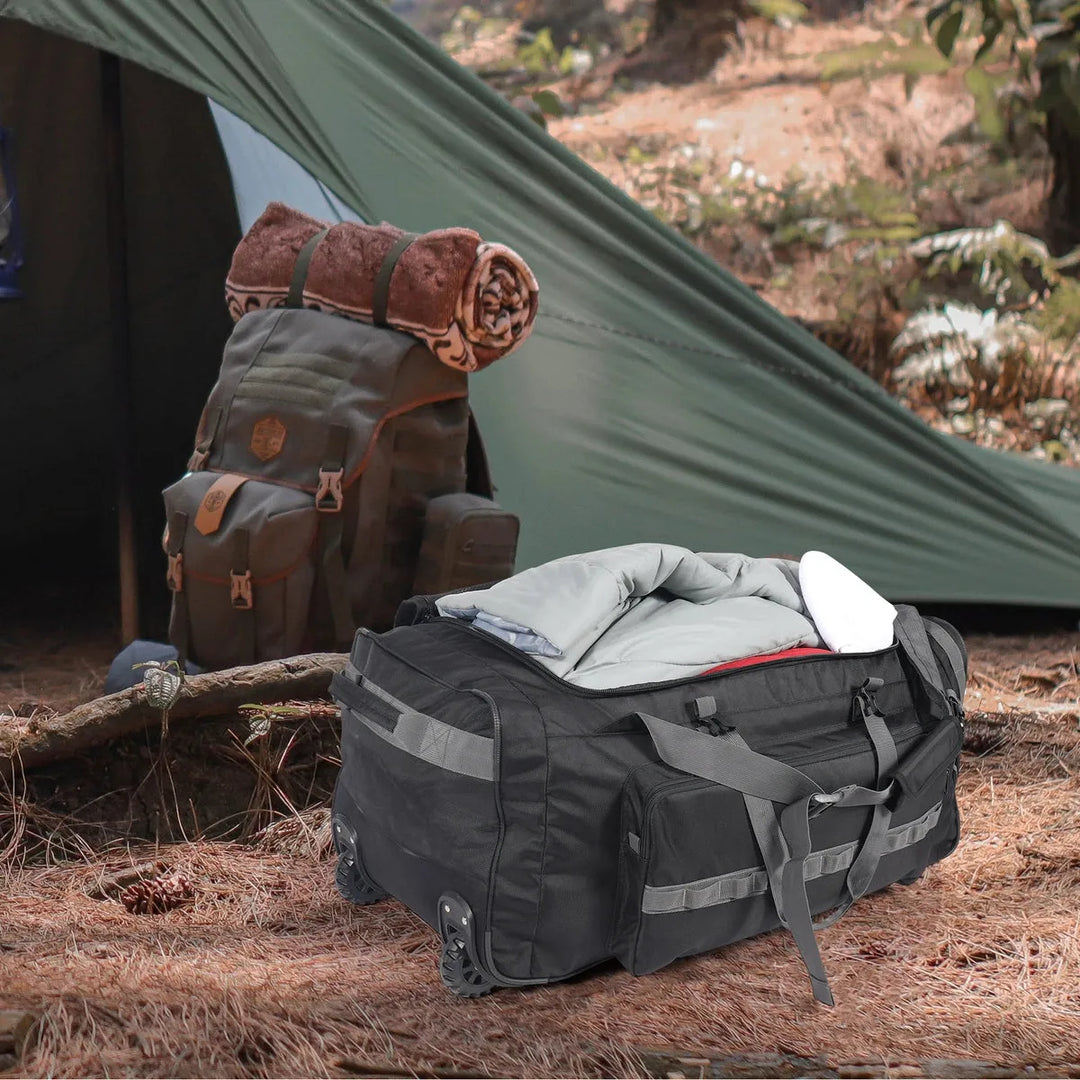 140L Tactical Duffle Bag with Wheels and Backpack Straps - Redcamp