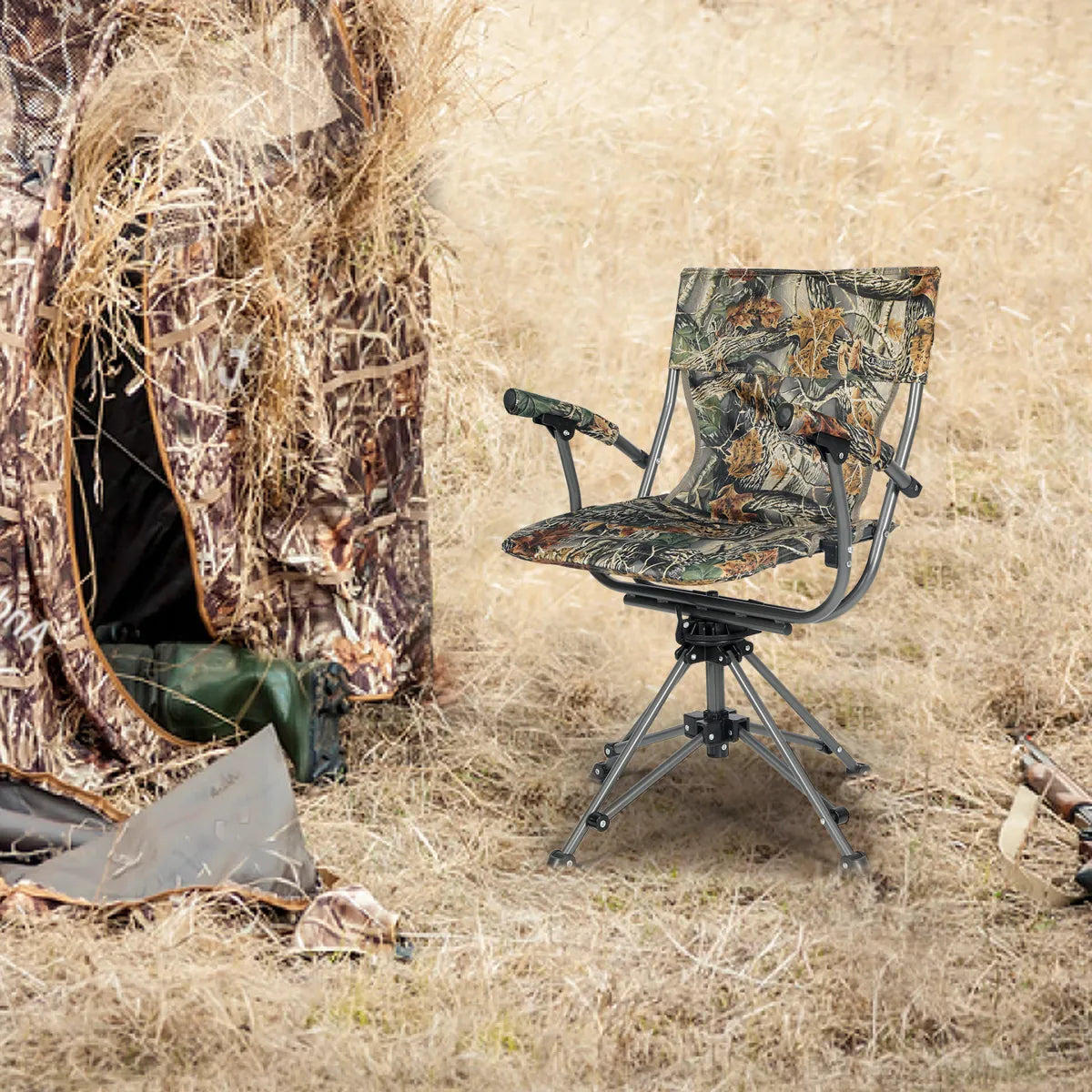 REDCAMP 360 Degree Swivel Hunting Chair for Blinds Camo