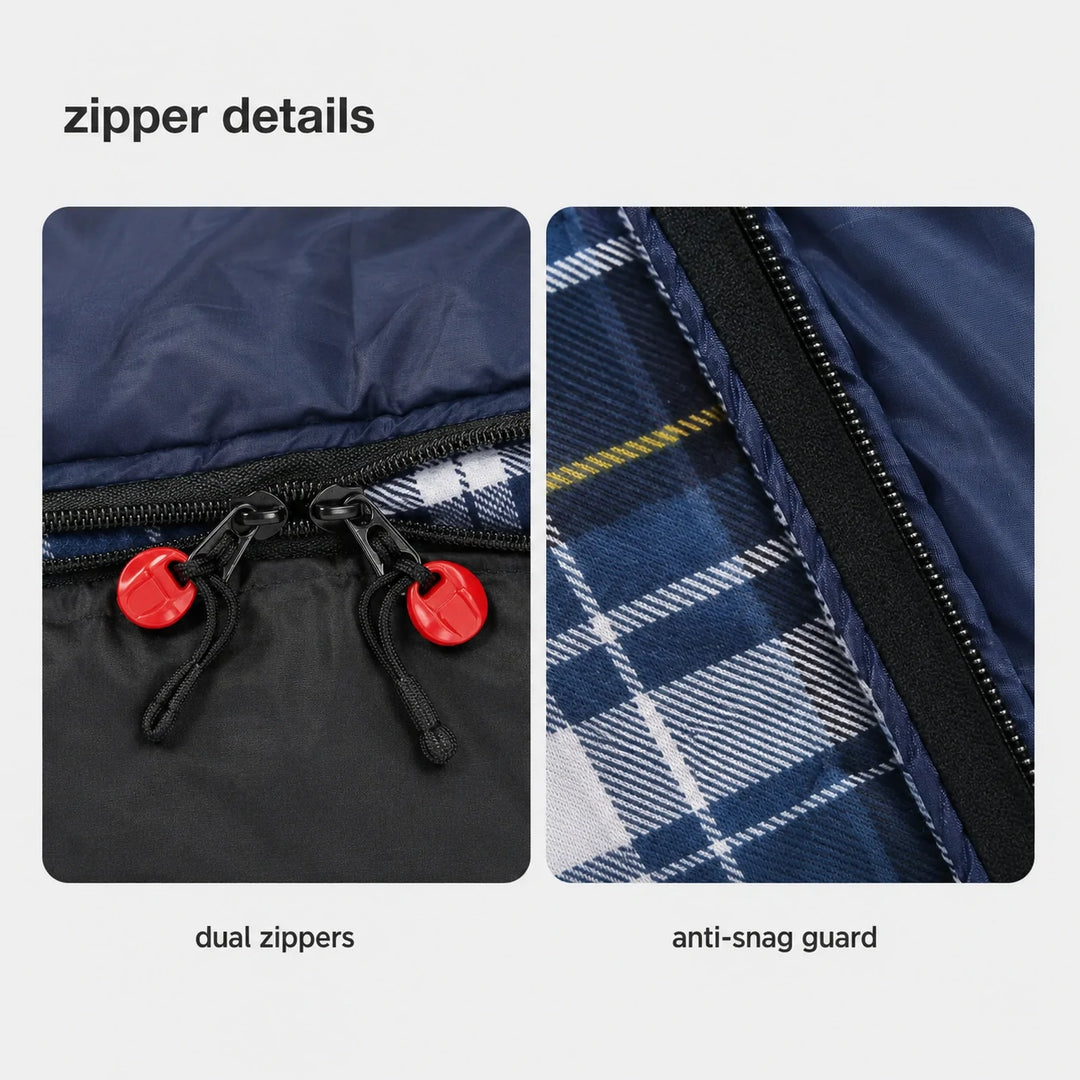 Cotton Flannel Rectangular Sleeping Bag 32–77°F