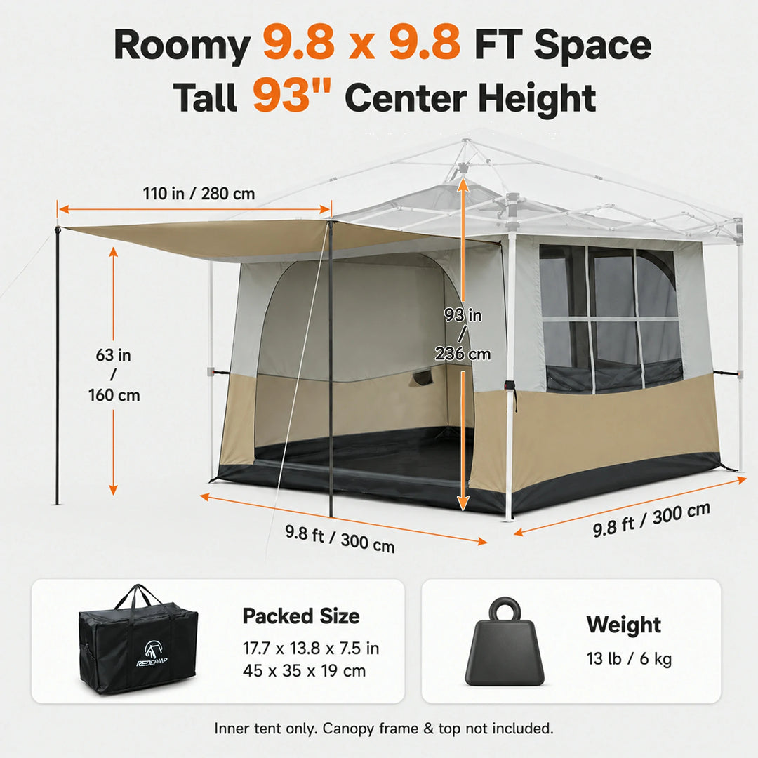 Canopy Tent Inner Tent with Porch for 10x10 & 10x20 Canopies(Canopy not Included)