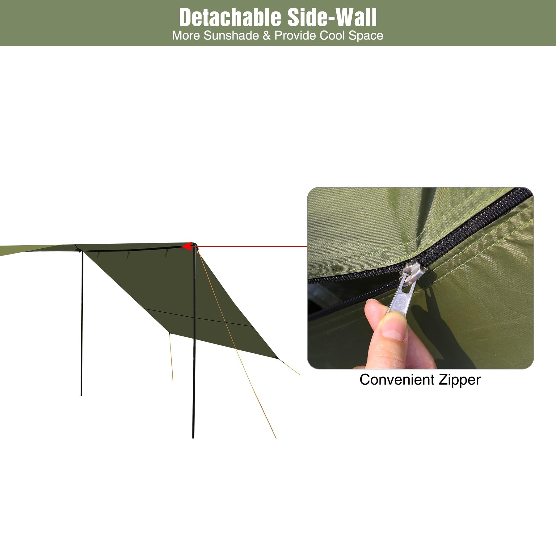 REDCAMP Portable Waterproof Auto Canopy Camper Trailer Sun Shade