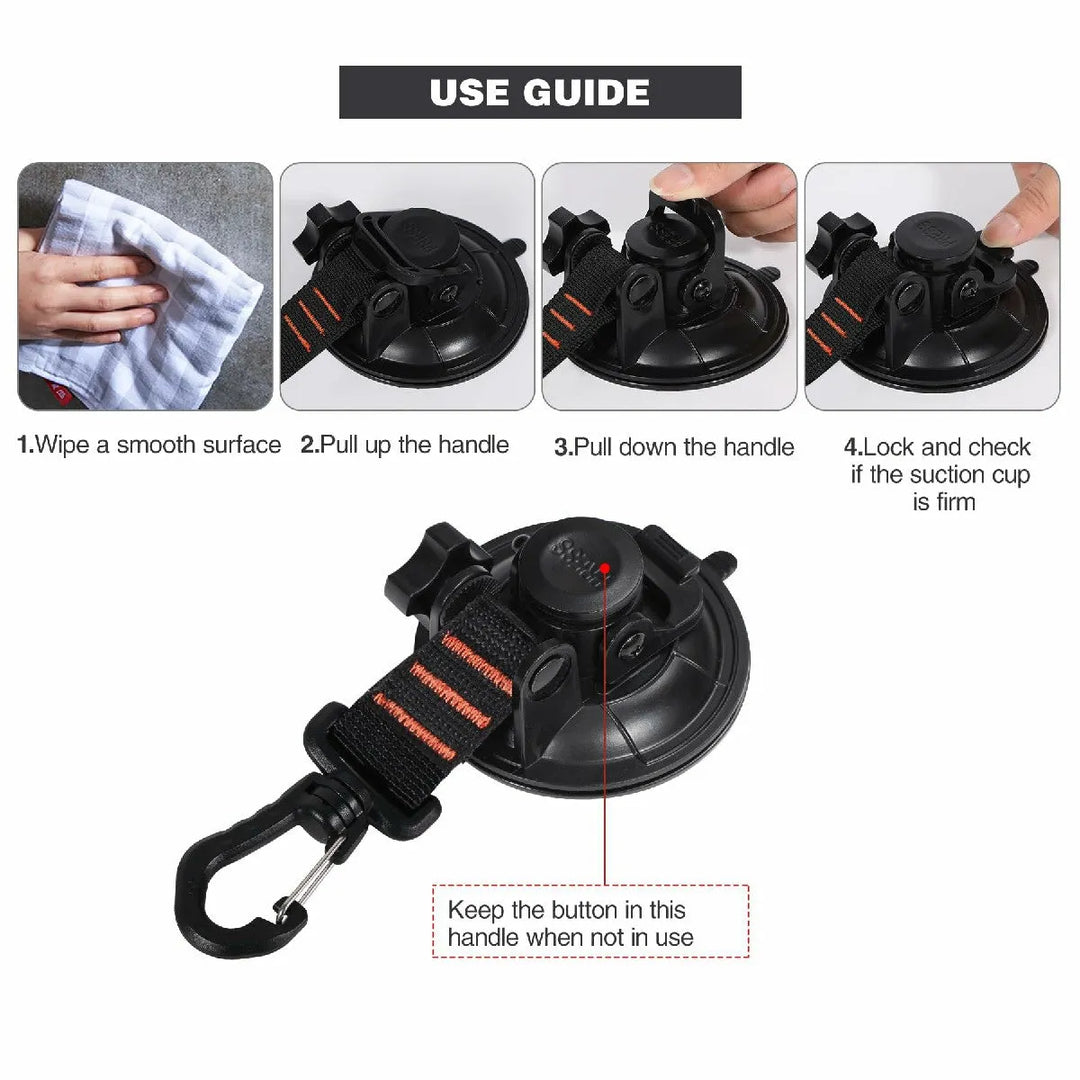 Heavy Duty Suction Cup Anchor with Securing Hook Tie Down - Redcamp