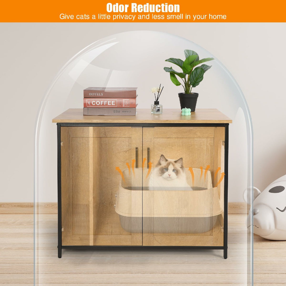 Hidden Cat Litter Box Furniture with Top Opening