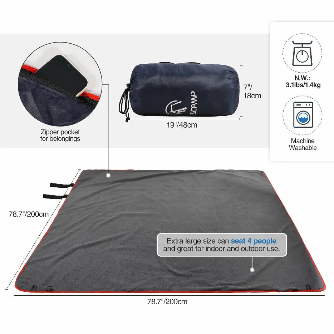 Waterproof Warm Stadium Blanket 79"x79" for Camping & Events - Redcamp