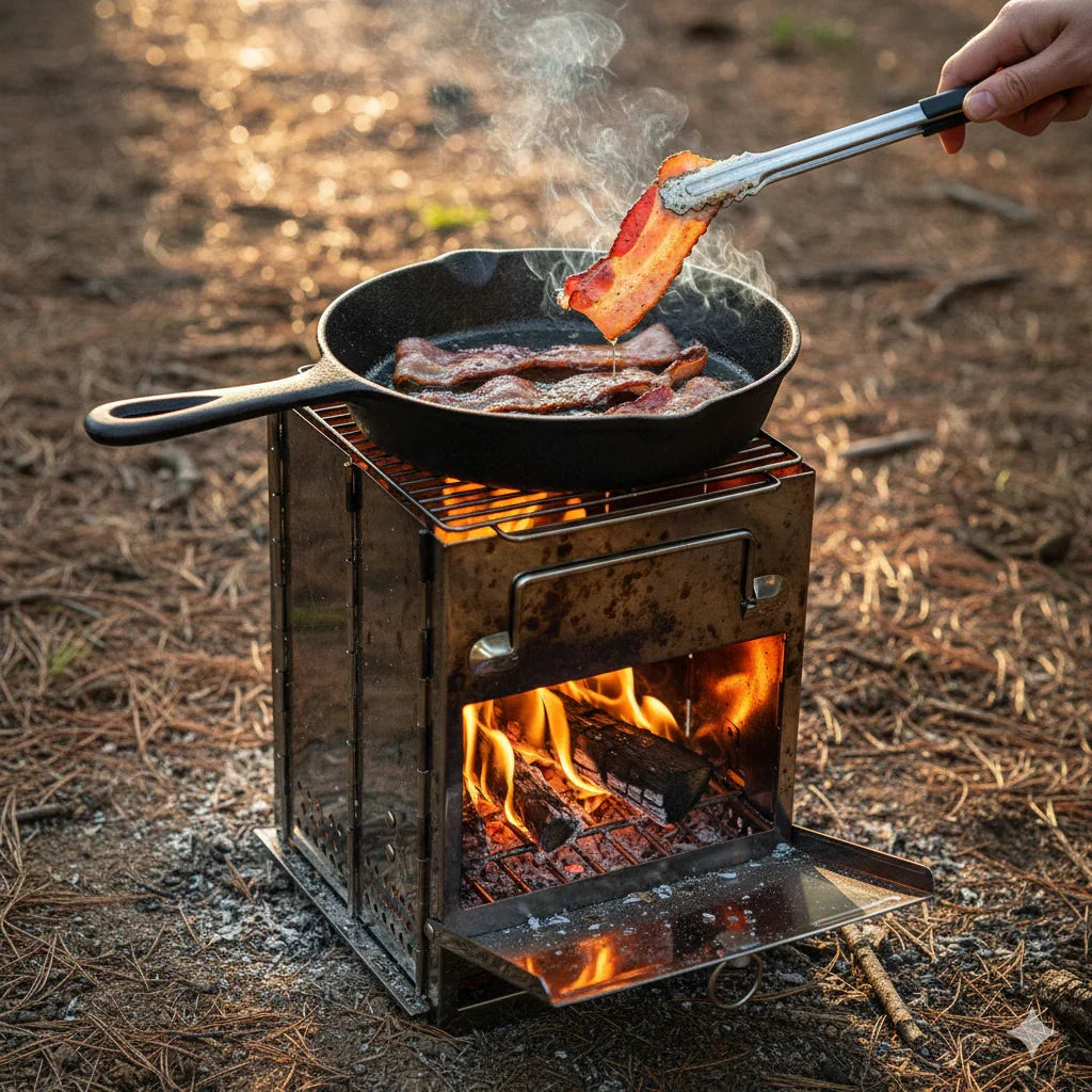 tent wood burner stove REDCAMP Wood Burning Camping Stove Folding with Pot Stand Large / with grid rack