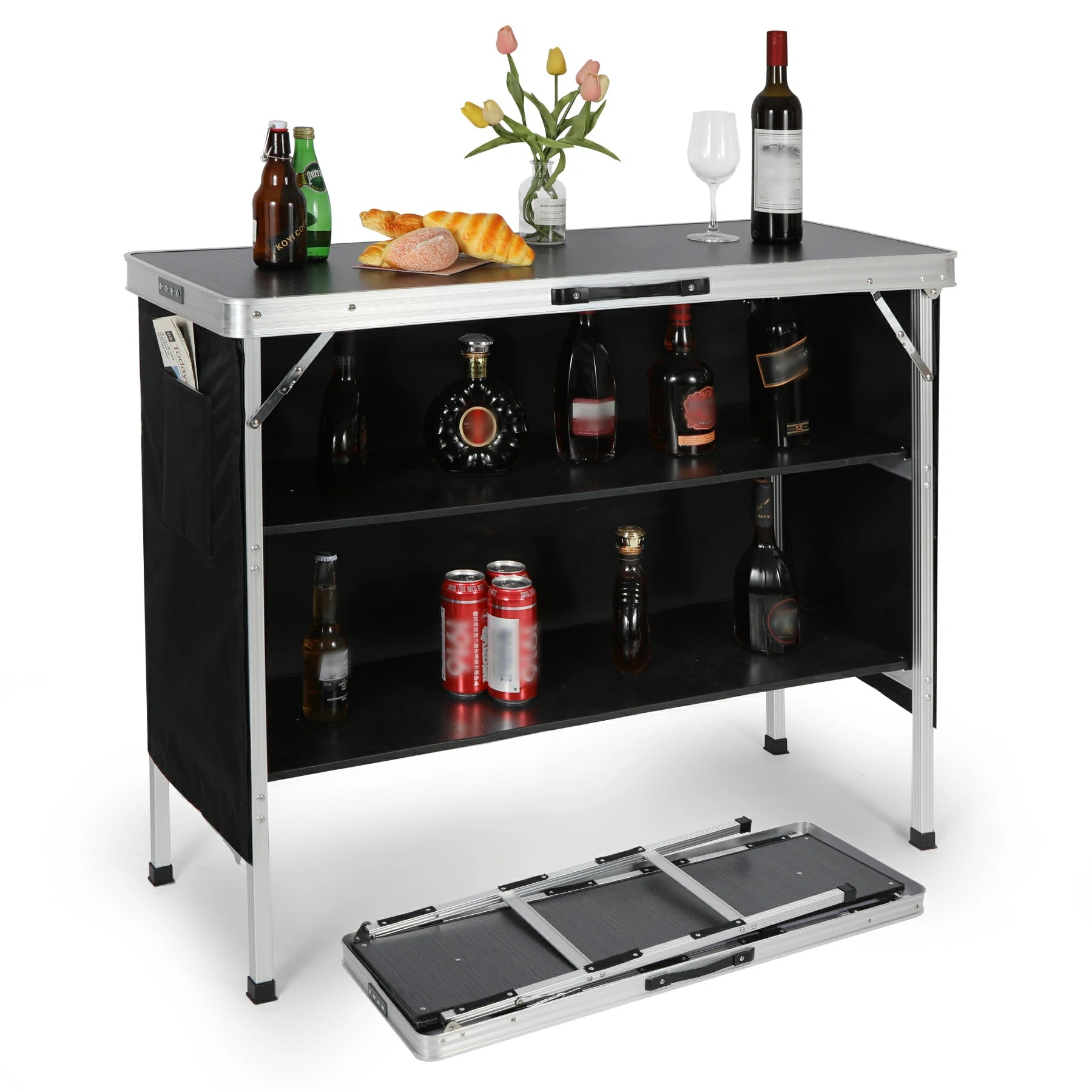 Portable Bar Table with Double Layer for Party