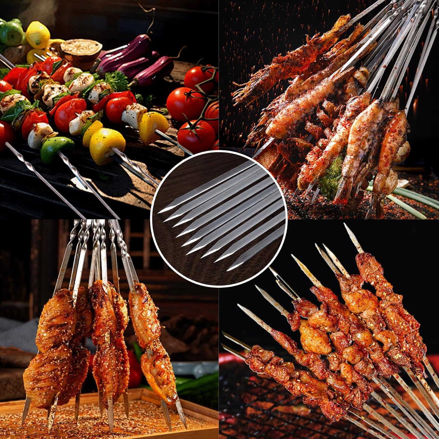 REDCAMP 14 inch metal skewers for vegetables and grilled foods