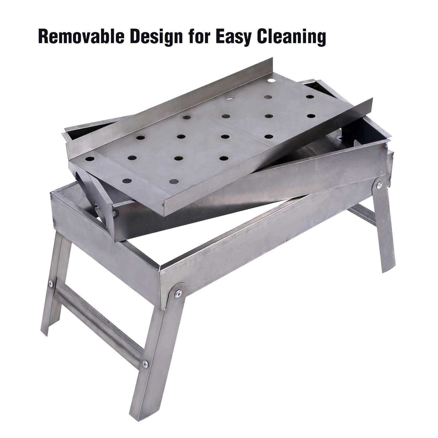 REDCAMP charcoal grill with removable vented plate for cleaning