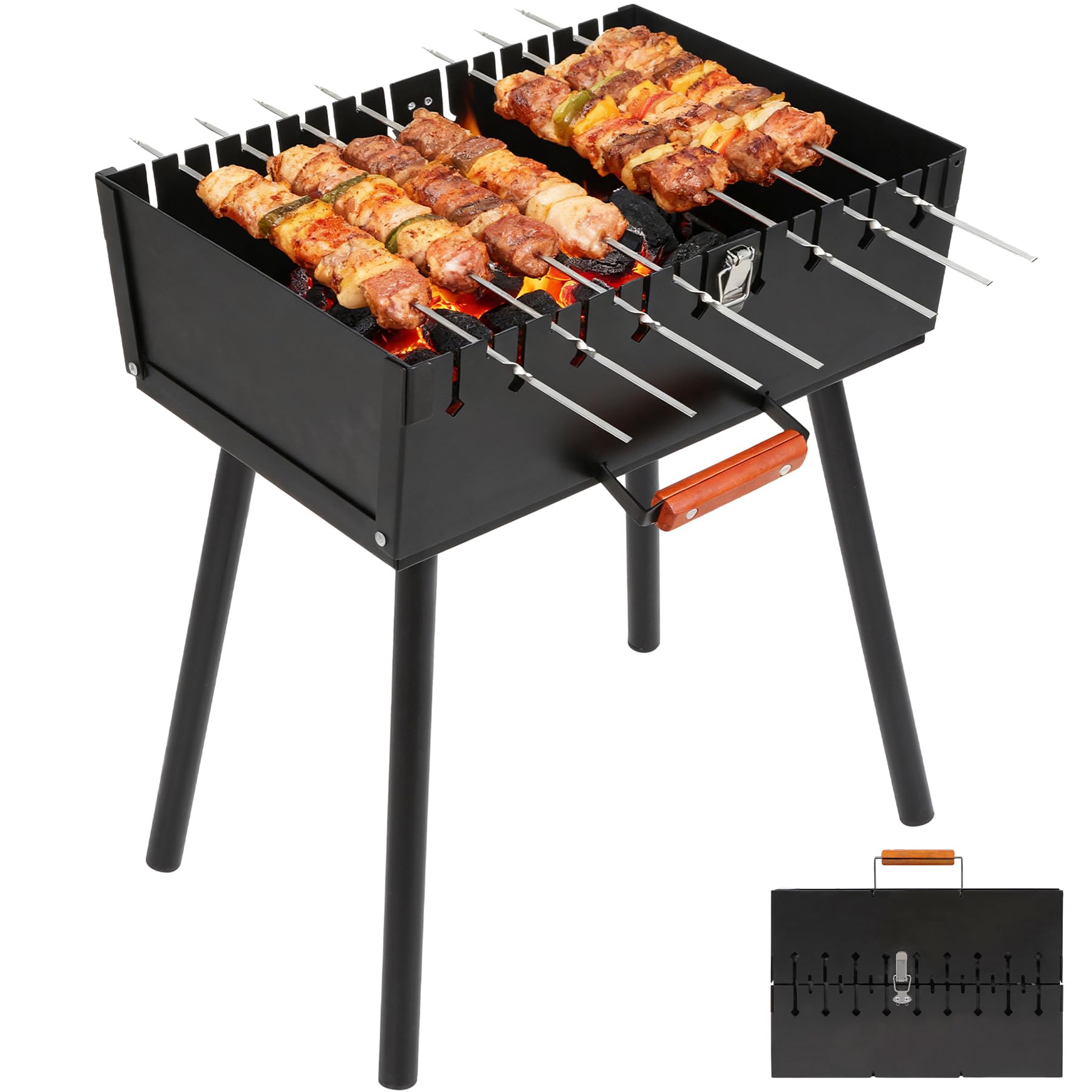 REDCAMP portable charcoal grill with skewers portable charcoal grill with skewers and food