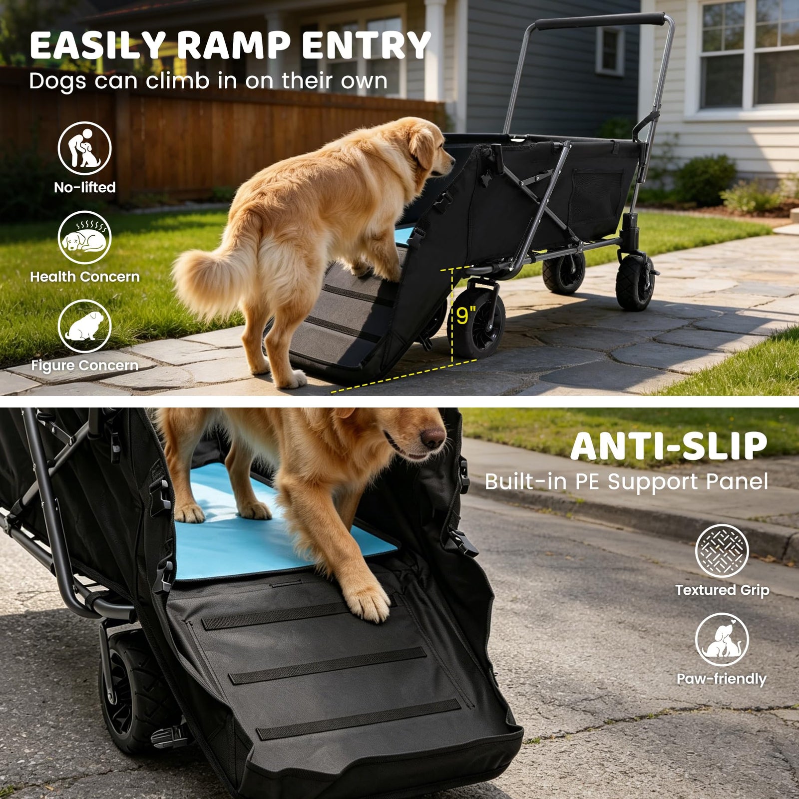 REDCAMP large pet wagon front entry with dog stepping in