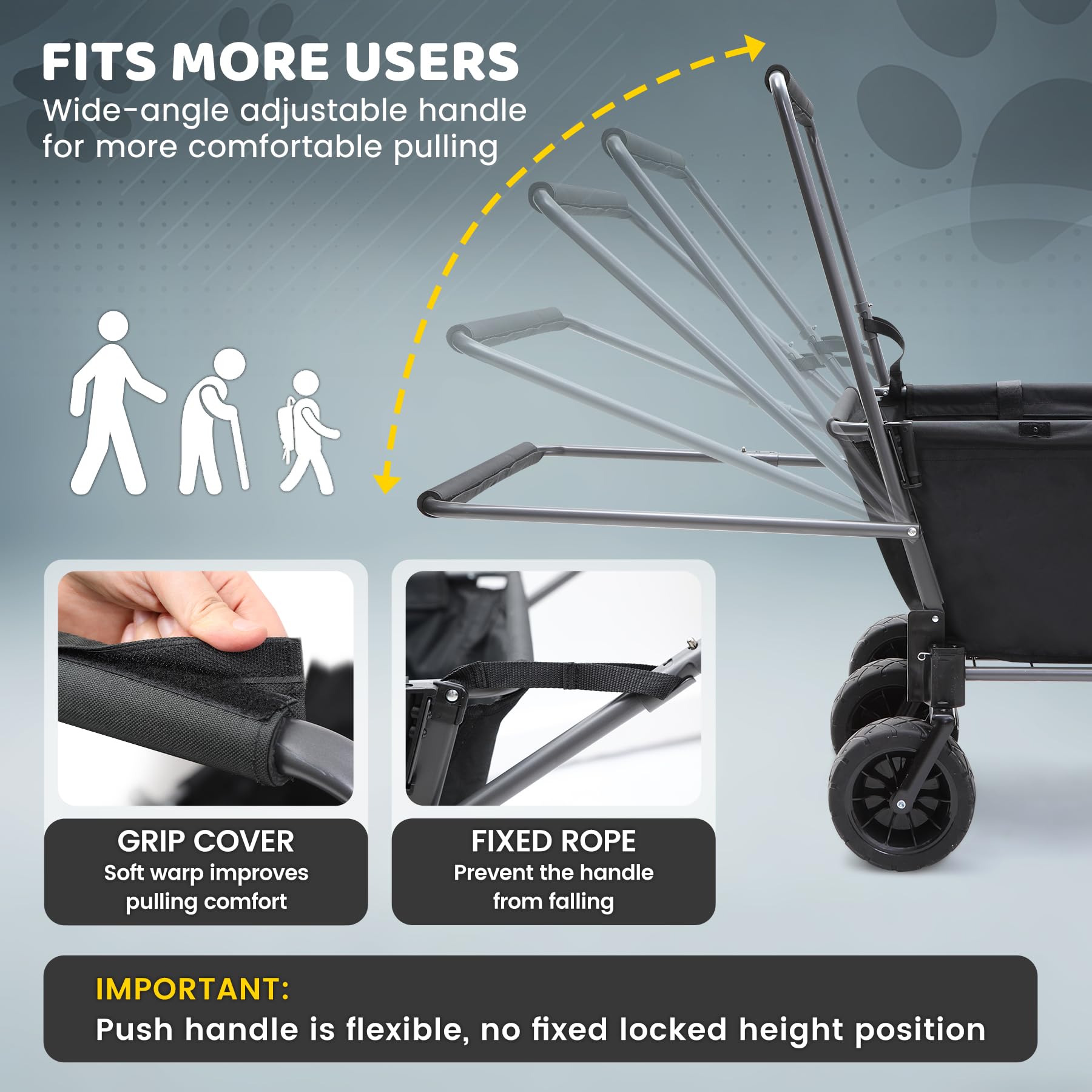 REDCAMP large pet wagon adjustable handle and grip details