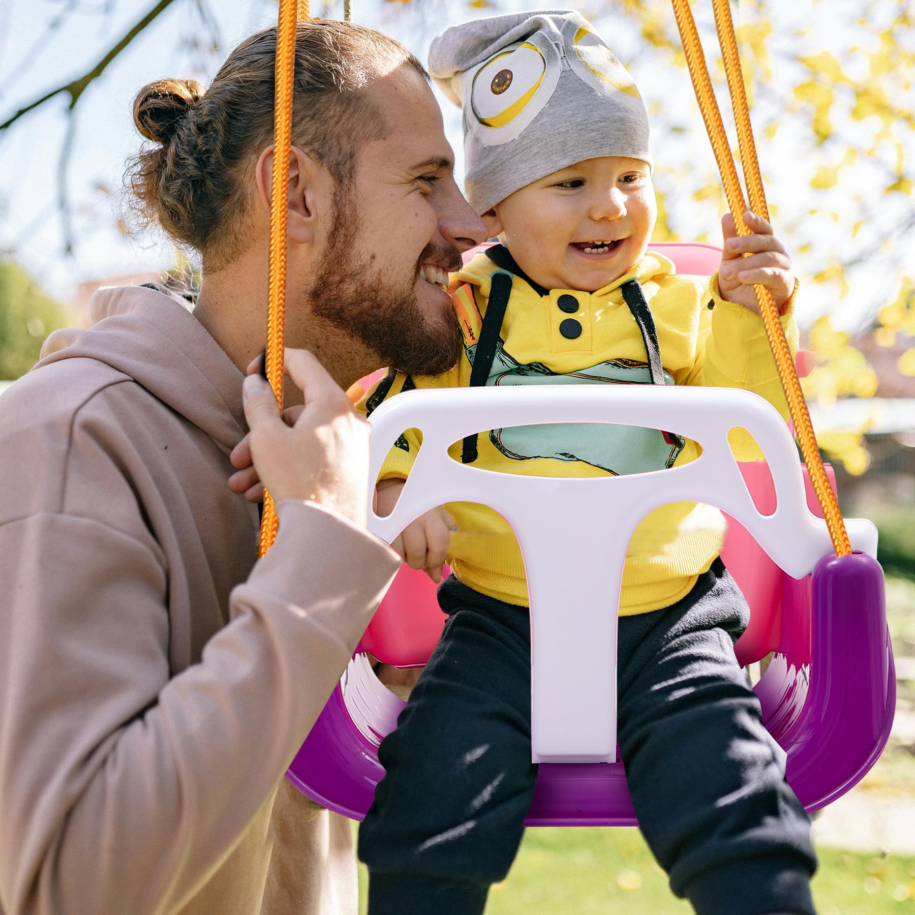 REDCAMP baby swing with front T-bar, backrest and adjustable seat belt