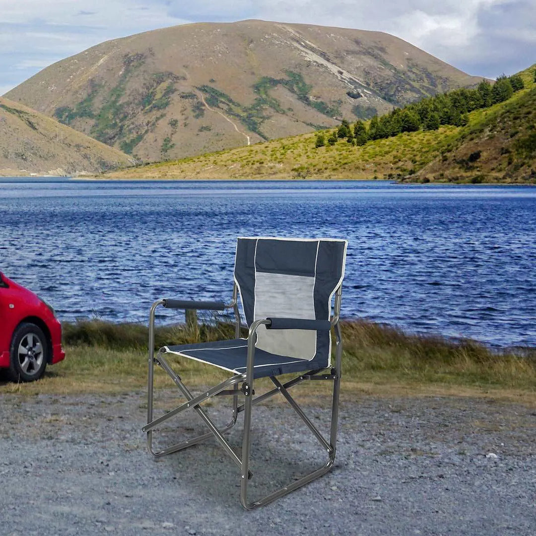 Foldable Camping Director's Chair with Breathable Mesh Back