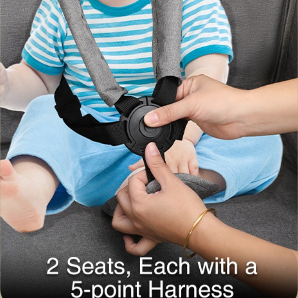 Stroller Wagon for 2 Kids ，Foldable Push Pull Wagon with Canopy