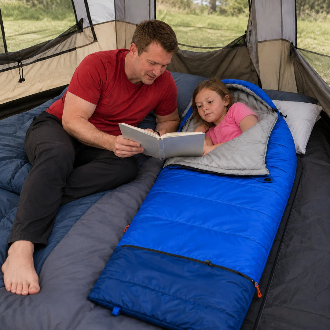 Mummy Kids Sleeping Bag for Camping,Blue Rose