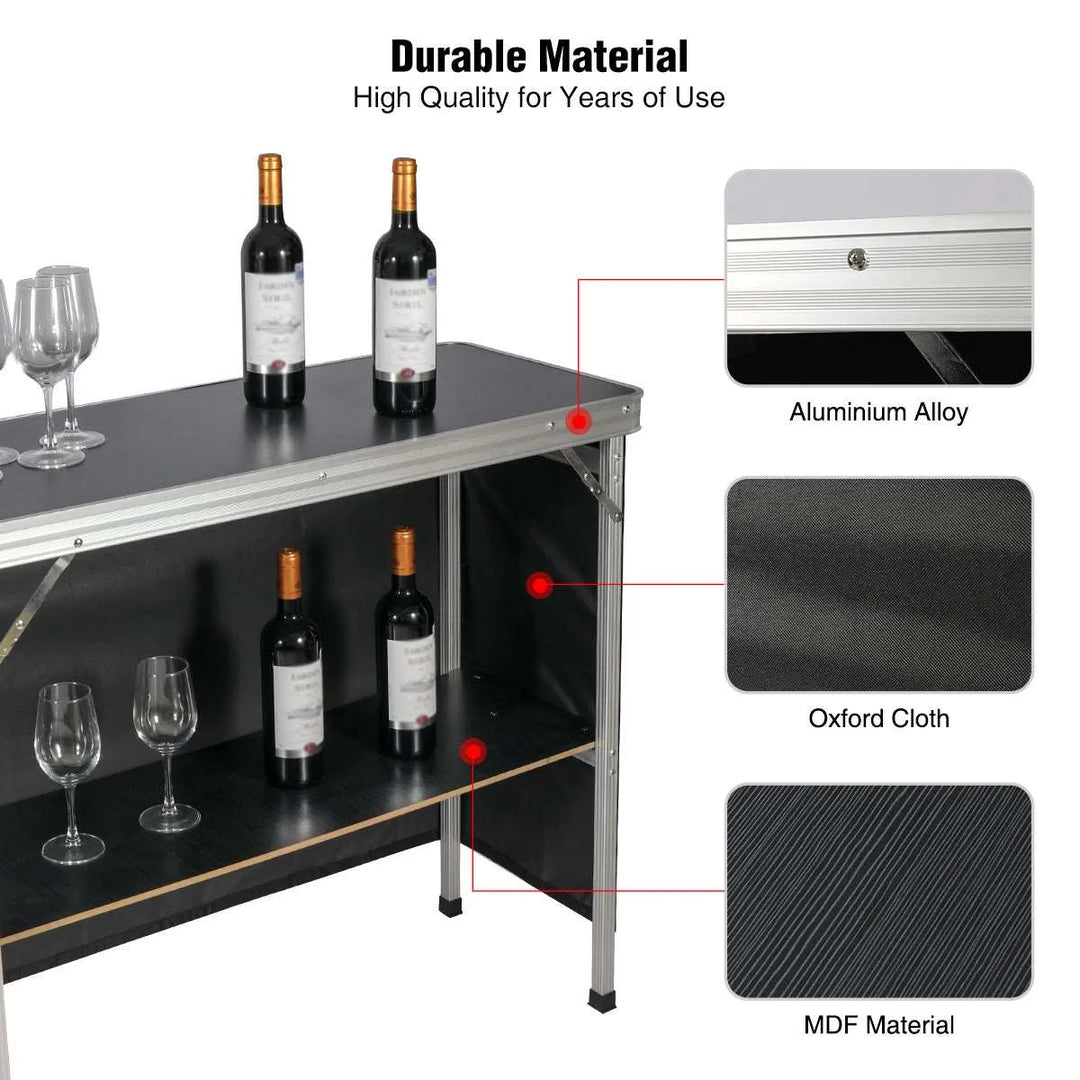 Portable Bar Table for Events with Double Layer - Redcamp