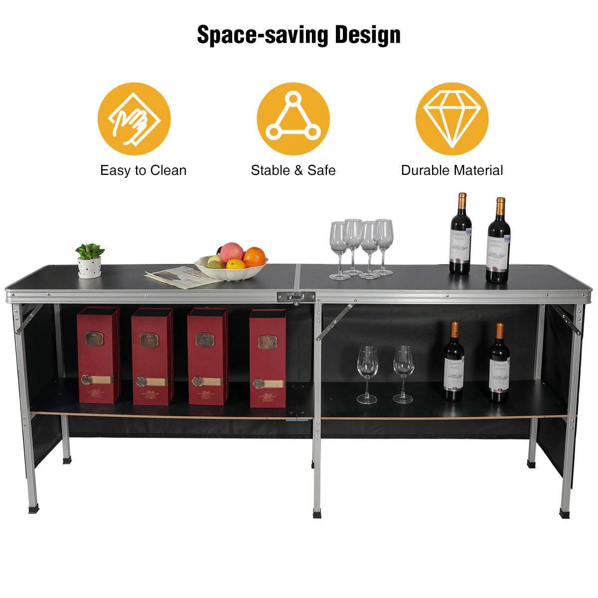 REDCAMP portable bar table space-saving design