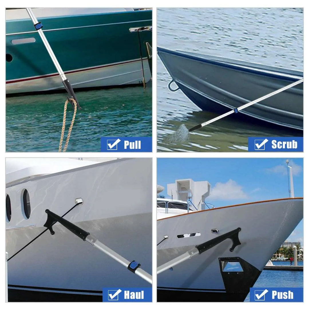 8ft/12ft Aluminum Extendable Telescopic Boat Hook For Docking, Black/Silver - Redcamp
