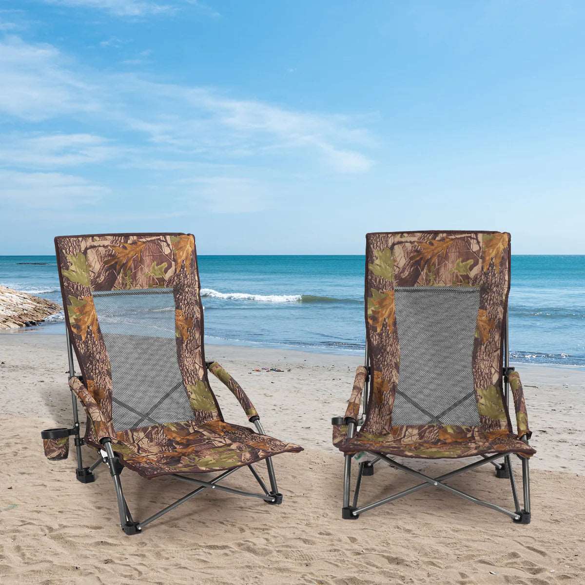 G4Free Low Sling Beach Chair, Folding Portable Beach Chair, Backpack  Camping Chair for Adults with Mesh Back and Low Seat, Heavy Duty Reclining  for