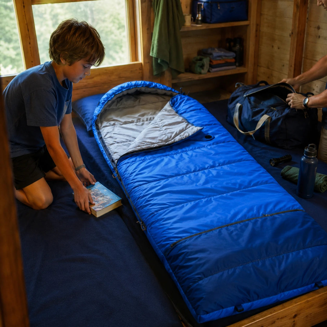 Mummy Kids Sleeping Bag for Camping,Blue Rose
