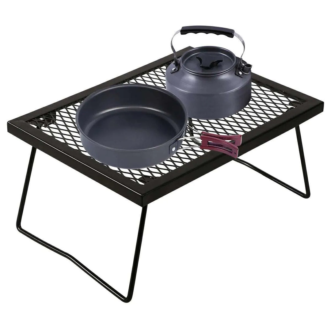 Portable Heavy Duty Folding Steel Campfire Grill Grate for Outdoor Cooking, Black - Redcamp