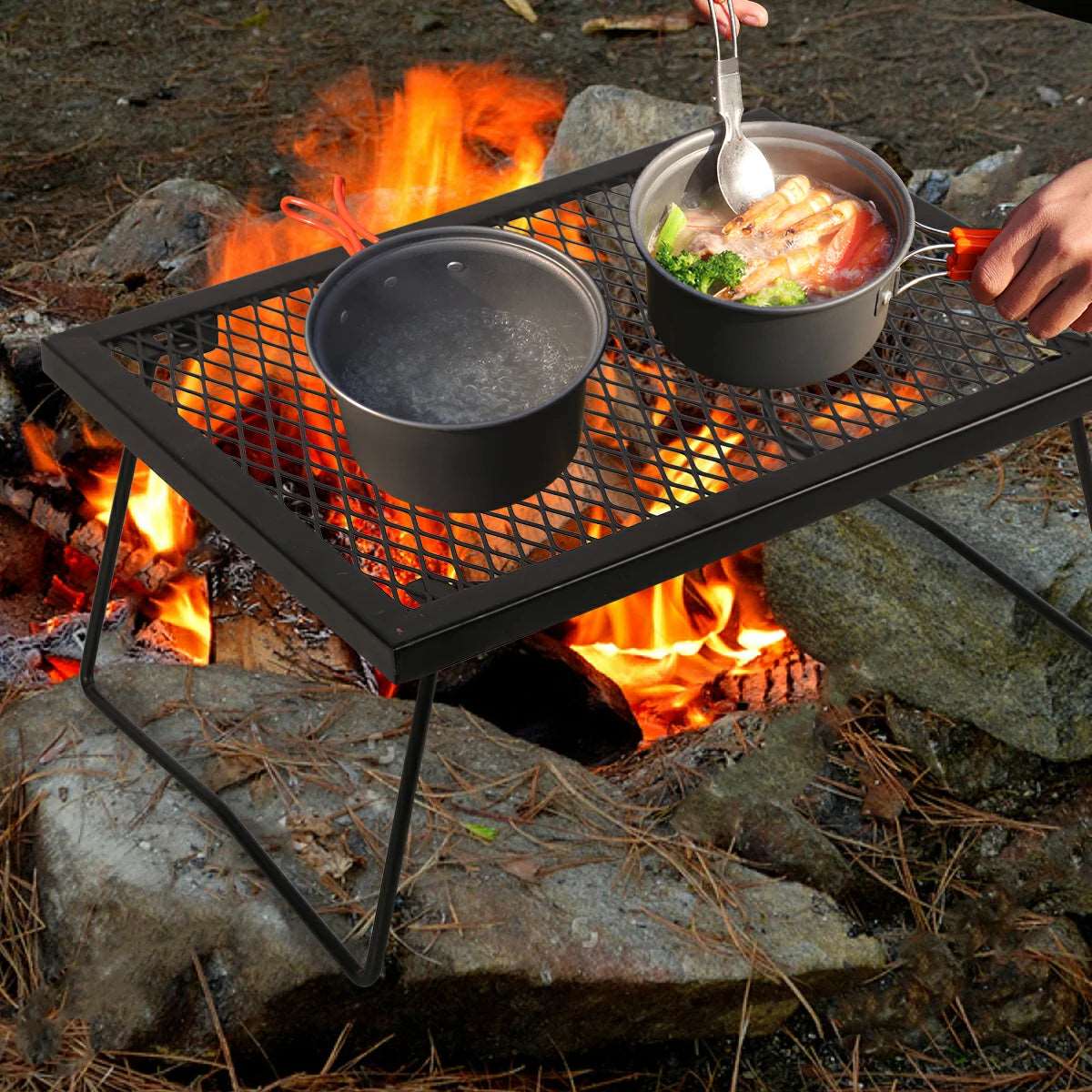 Folding Campfire Grill Heavy Duty Steel Grate