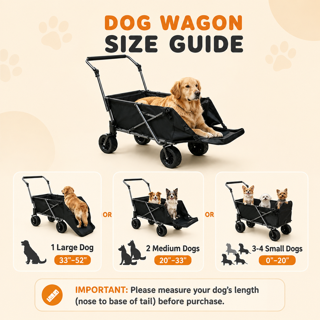 Folding Dog Wagon for Large Dogs with Extendable Rear/ Canopy