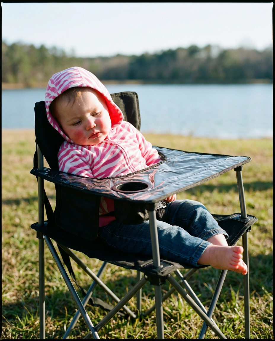 Portable High Chair for Babies and Toddlers, Camping High Chair with Tray, Space Saver for Travel, Camping, Picnic, Indoor Use