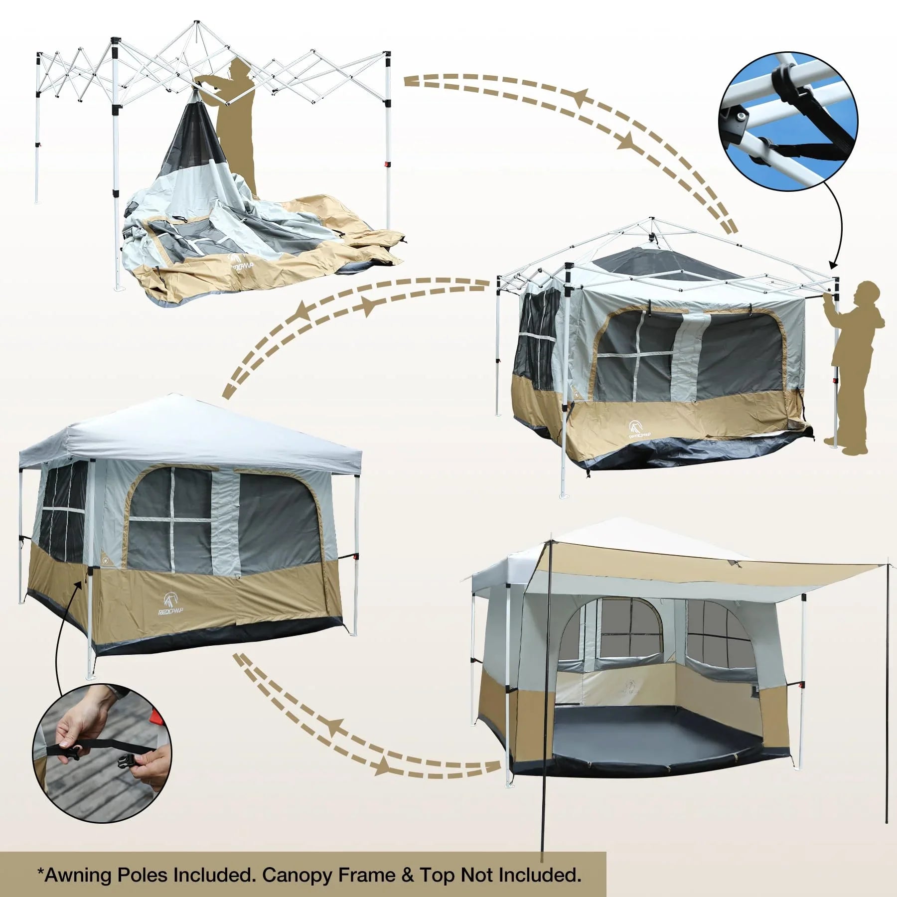 Camping Cube Inner Tent for 10'x10' Pop Up Canopy (Canopy not Included)