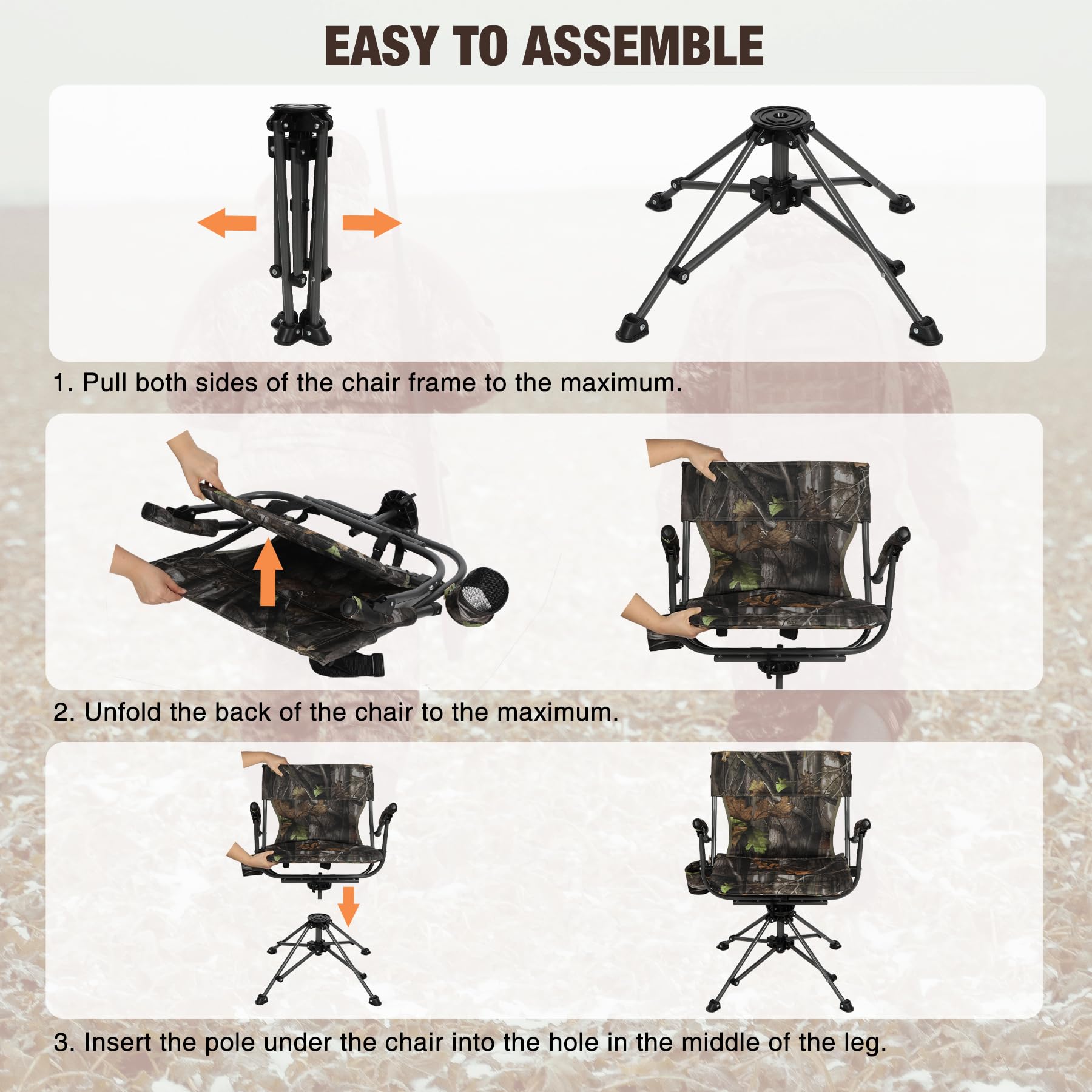 Silla de caza giratoria de 360 ​​grados REDCAMP para persianas