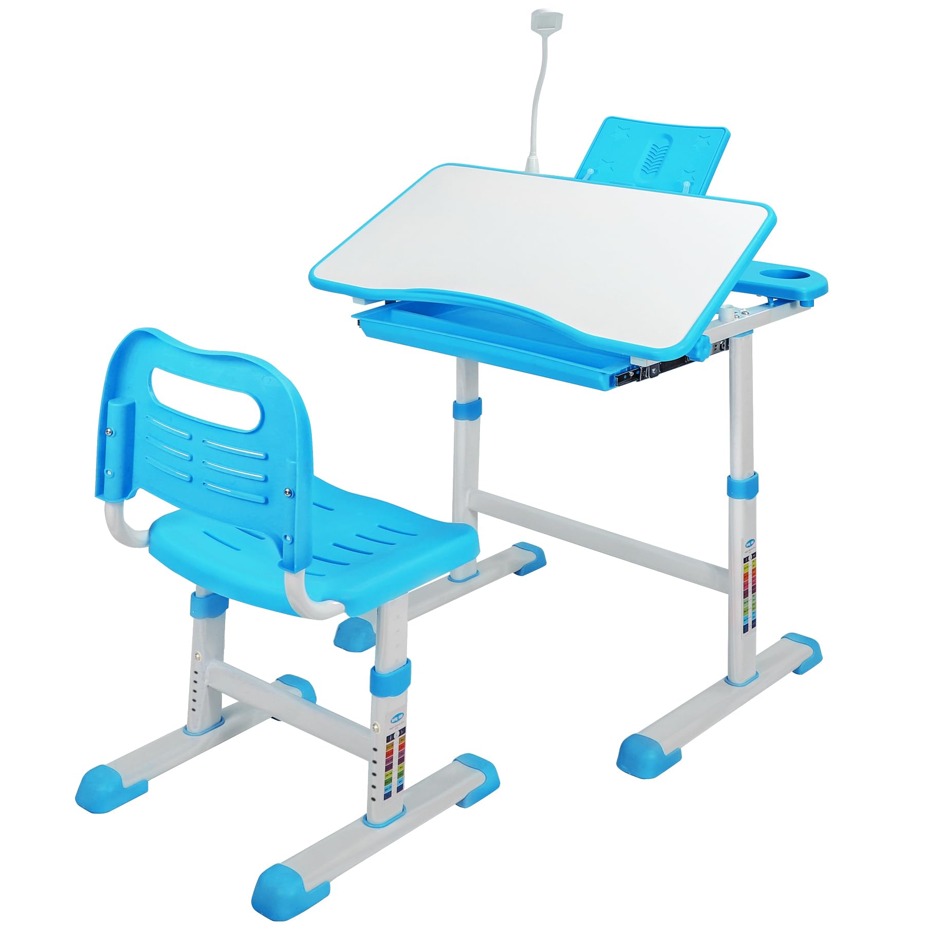 REDCAMP Adjustable Student Desk and Chair Set with Drawing Tilt Desktop