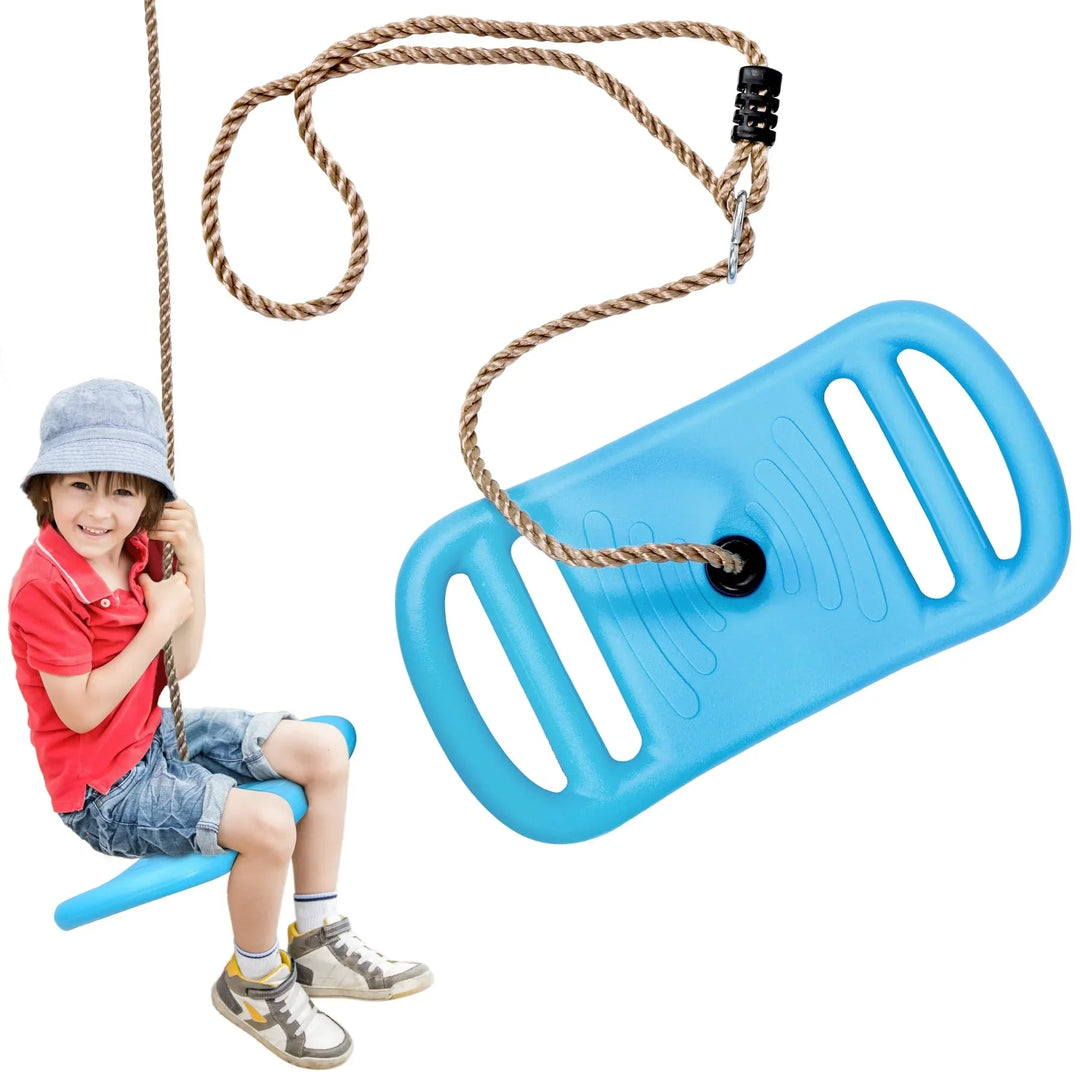 Tree Swing for Kids, 3-in-1 Longboard Climbing Rope Swing, Adjustable Disc Seat and Tangle-Free Rope for Indoor or Outdoor Playground Playset, Up to 600 lbs, Blue
