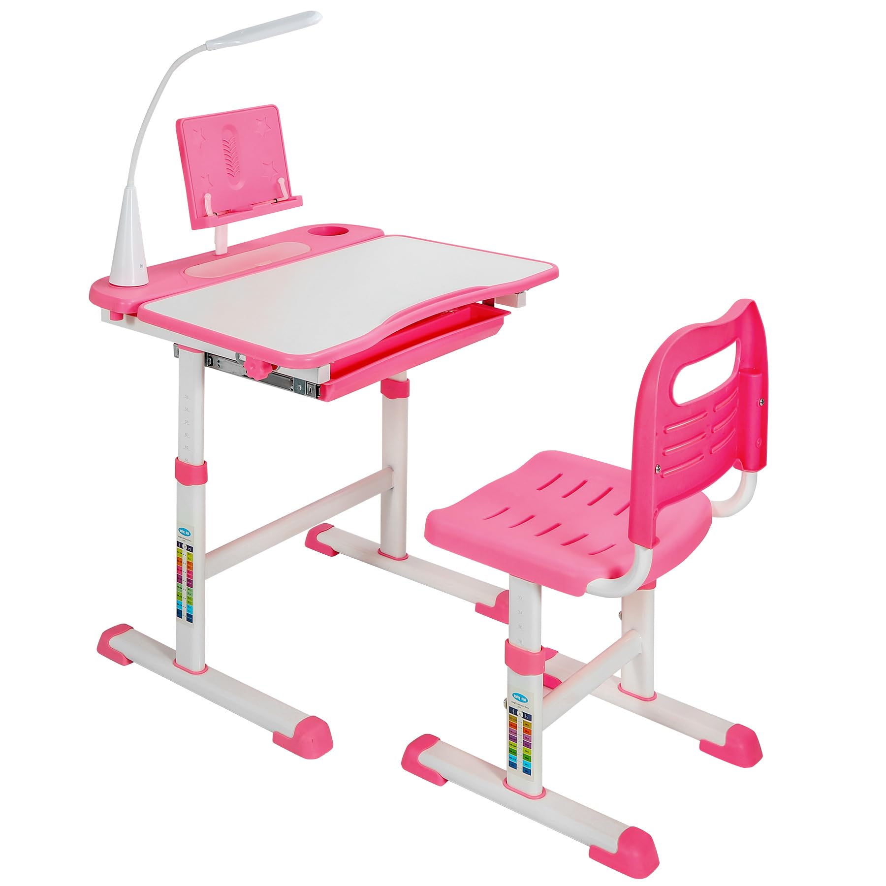 REDCAMP Adjustable Student Desk and Chair Set with Drawing Tilt Desktop