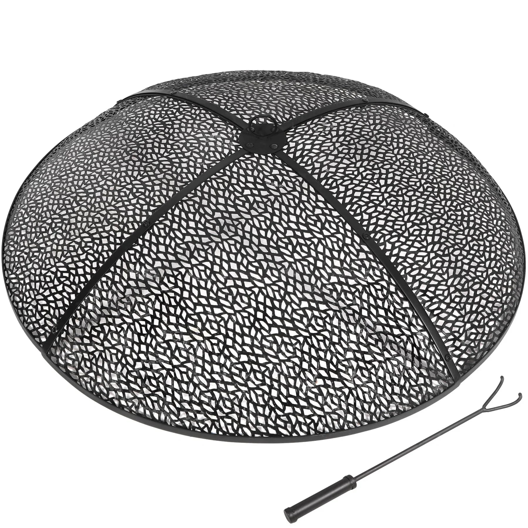 36Inch Fire Pit Spark Screen, Collapsible Fire Pit Screen Round with Handle, Heavy Duty Iron Fire Pit Cover Mesh Round Replacement Firepit Screens Easy Opening for Outdoor Patio Backyard