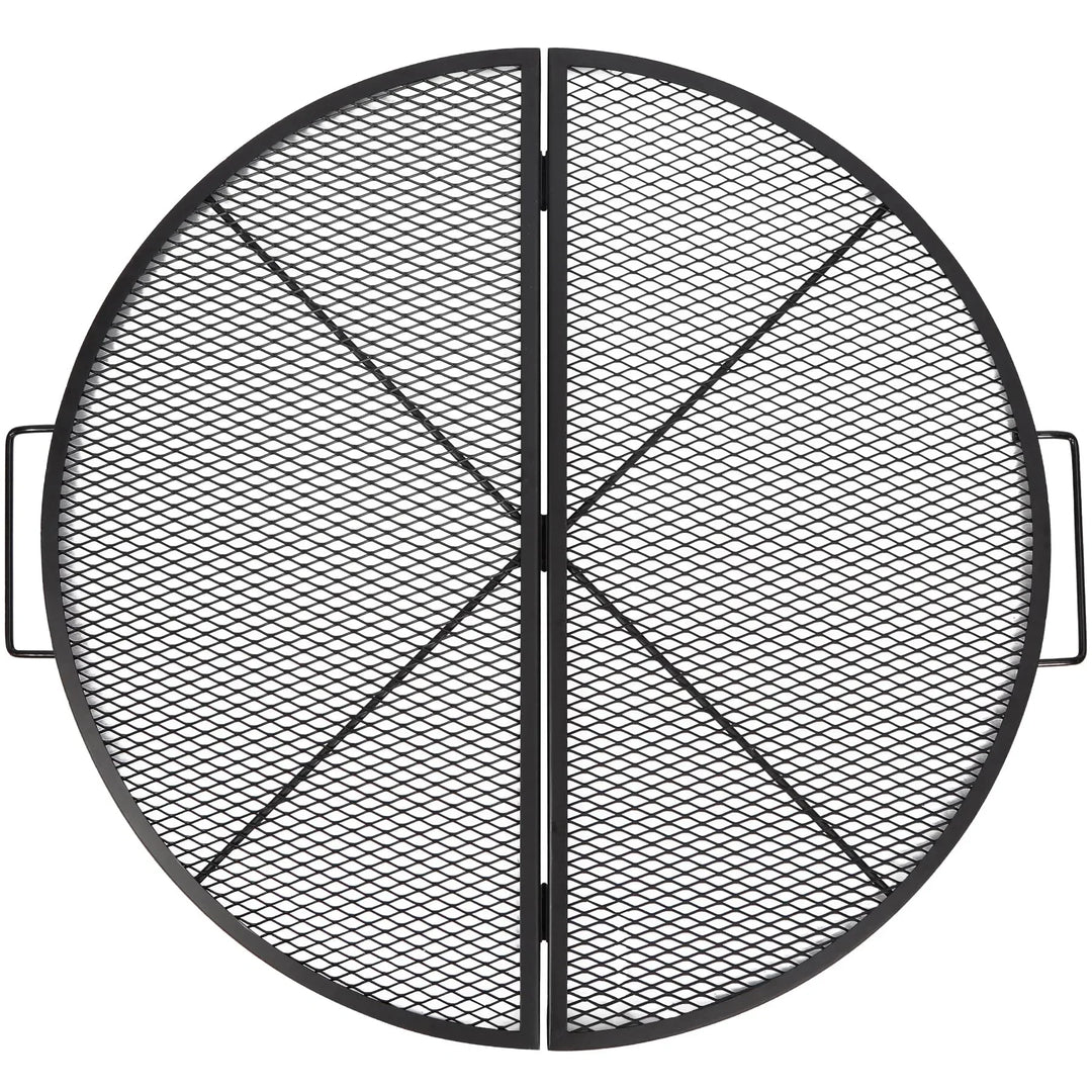 X-Marks Fire Pit Cooking Grill Grates Portable, Heavy Duty Folding Round Campfire Grill Grate, Firepit Grill Grate with Handles for Outdoor BBQ Picnic, Black 24 Inch