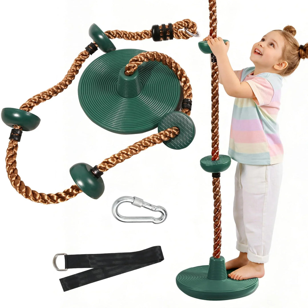 Climbing Rope Swings for Trees, Heavy Duty Plastic Disc Swing Seat for Kids and Adults with Hanging Strap and Snap Hooks