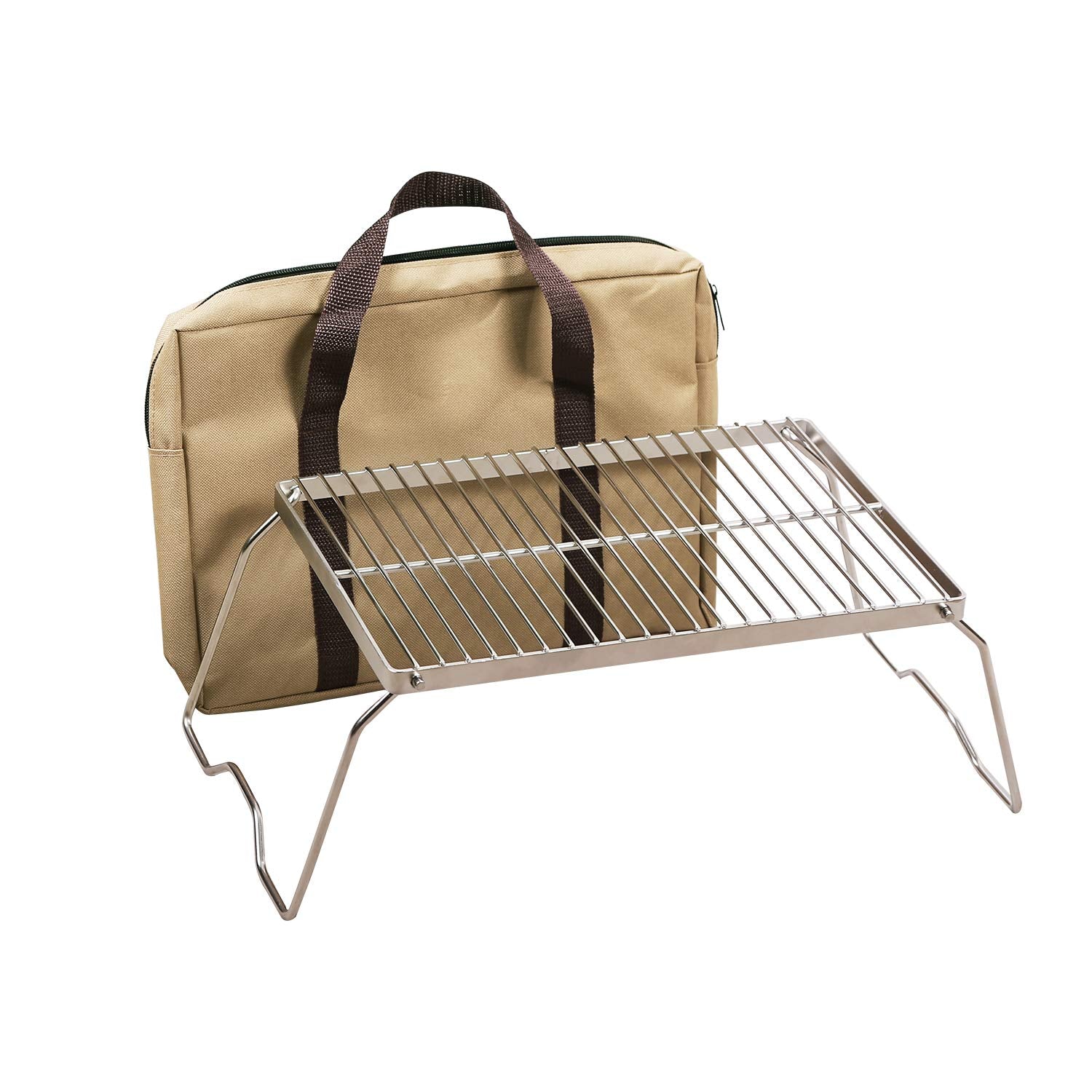 Portable Folding Campfire Grill 304 Stainless Steel Grate with Carrying Bag