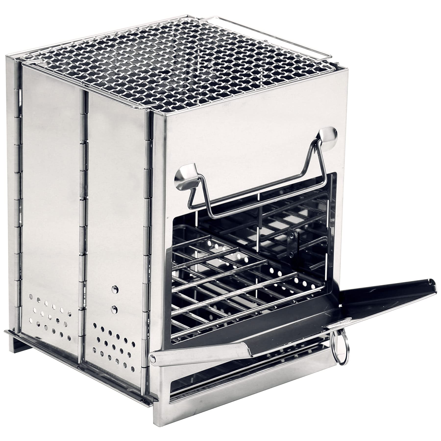 Folding Wood Burning Camping Stove with Grill