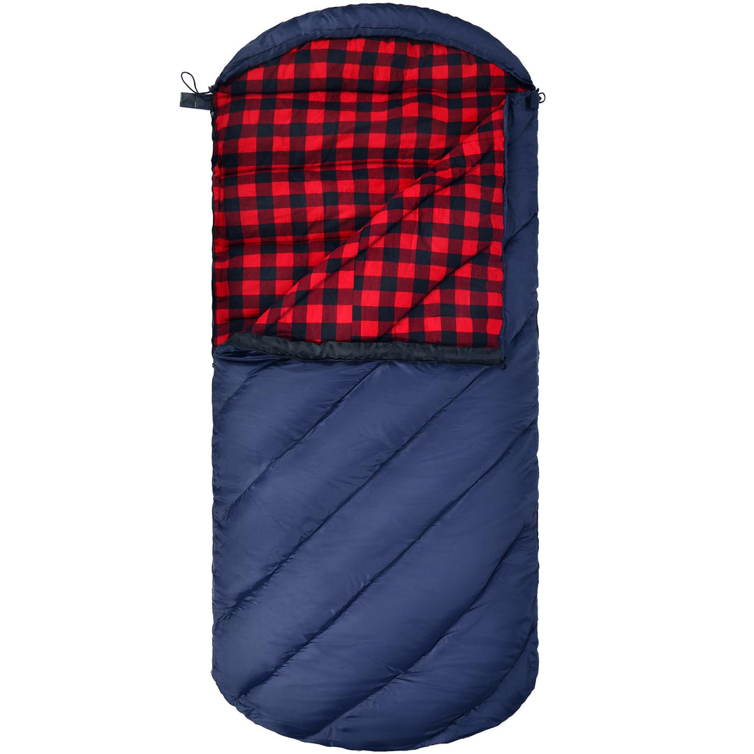 REDCAMP Flannel Sleeping Bag for Adults, Comfortable Cotton Sleeping Bags for Camping with Detachable Hood